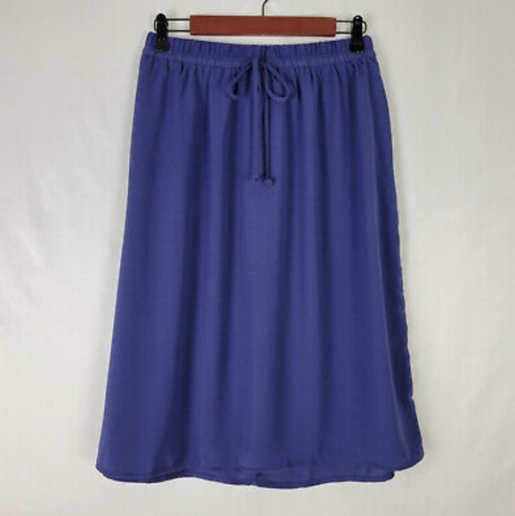 *New Womens Skirt Size S Small 4/6 Blue Elastic Drawstring Waist A-Line Midi - Picture 1 of 3